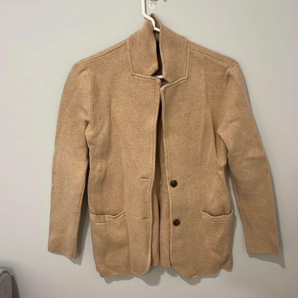 J crew factory sweater blazer in camel. Size small